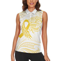 Be Bold Go Gold Polyneisan Ribbon Childhood Personalised Women Sleeveless Polo Shirt