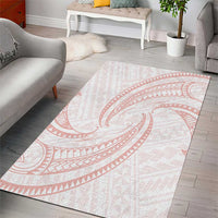 White Sunday Lotu Tamaiti Area Rug Polynesian Wave Pastel Blush - Polynesian Pride