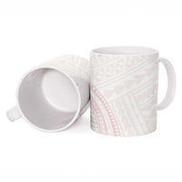 White Sunday Lotu Tamaiti Ceramic Mug Polynesian Wave Pastel Blush - Polynesian Pride