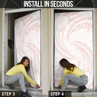 White Sunday Lotu Tamaiti Door Cover Polynesian Wave Pastel Blush - Polynesian Pride