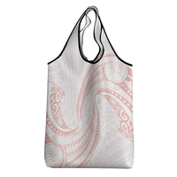 White Sunday Lotu Tamaiti Grocery Bag Polynesian Wave Pastel Blush - Polynesian Pride