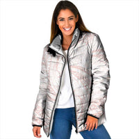 White Sunday Lotu Tamaiti Padded Jacket Polynesian Wave Pastel Blush - Polynesian Pride