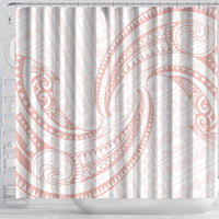 White Sunday Lotu Tamaiti Shower Curtain Polynesian Wave Pastel Blush - Polynesian Pride