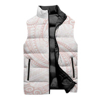 White Sunday Lotu Tamaiti Sleeveless Puffer Jacket Polynesian Wave Pastel Blush - Polynesian Pride
