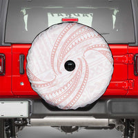 White Sunday Lotu Tamaiti Spare Tire Cover Polynesian Wave Pastel Blush - Polynesian Pride