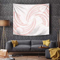 White Sunday Lotu Tamaiti Tapestry Polynesian Wave Pastel Blush - Polynesian Pride