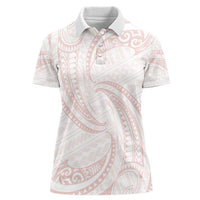 White Sunday Lotu Tamaiti Women Polo Shirt Polynesian Wave Pastel Blush LT9 Female Blush - Polynesian Pride