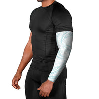 White Sunday Lotu Tamaiti Arm Sleeves Polynesian Wave Pastel Cyan - Polynesian Pride