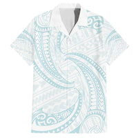 White Sunday Lotu Tamaiti Family Matching Long Sleeve Bodycon Dress and Hawaiian Shirt Polynesian Wave Pastel Cyan LT9 Dad's Shirt - Short Sleeve Cyan - Polynesian Pride