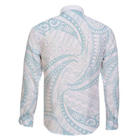 White Sunday Lotu Tamaiti Family Matching Summer Maxi Dress and Hawaiian Shirt Polynesian Wave Pastel Cyan - Polynesian Pride