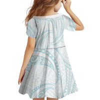 White Sunday Lotu Tamaiti Family Matching Tank Maxi Dress and Hawaiian Shirt Polynesian Wave Pastel Cyan - Polynesian Pride