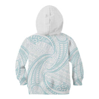 White Sunday Lotu Tamaiti Kid Hoodie Polynesian Wave Pastel Cyan - Polynesian Pride