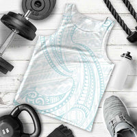 White Sunday Lotu Tamaiti Men Tank Top Polynesian Wave Pastel Cyan LT9 - Polynesian Pride