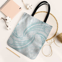 White Sunday Lotu Tamaiti Tote Bag Polynesian Wave Pastel Cyan - Polynesian Pride