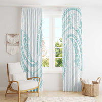 White Sunday Lotu Tamaiti Window Curtain Polynesian Wave Pastel Cyan - Polynesian Pride