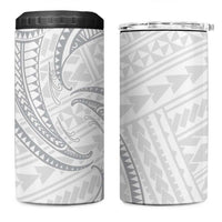 White Sunday Lotu Tamaiti 4 in 1 Can Cooler Tumbler Polynesian Wave Pastel Gray - Polynesian Pride