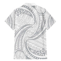 White Sunday Lotu Tamaiti Family Matching Mermaid Dress and Hawaiian Shirt Polynesian Wave Pastel Gray LT9 - Polynesian Pride