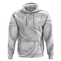 White Sunday Lotu Tamaiti Hoodie Polynesian Wave Pastel Gray - Polynesian Pride