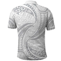 White Sunday Lotu Tamaiti Polo Shirt Polynesian Wave Pastel Gray - Polynesian Pride