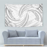 White Sunday Lotu Tamaiti Tapestry Polynesian Wave Pastel Gray - Polynesian Pride