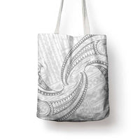 White Sunday Lotu Tamaiti Tote Bag Polynesian Wave Pastel Gray - Polynesian Pride