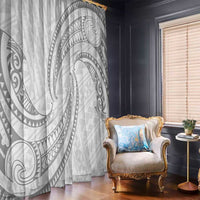 White Sunday Lotu Tamaiti Window Curtain Polynesian Wave Pastel Gray - Polynesian Pride