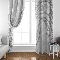 White Sunday Lotu Tamaiti Window Curtain Polynesian Wave Pastel Gray - Polynesian Pride