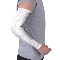 White Sunday Lotu Tamaiti Arm Sleeves Polynesian Wave Pastel Mauve - Polynesian Pride