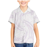 White Sunday Lotu Tamaiti Family Matching Mermaid Dress and Hawaiian Shirt Polynesian Wave Pastel Mauve LT9 Son's Shirt Mauve - Polynesian Pride
