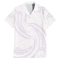 White Sunday Lotu Tamaiti Family Matching Short Sleeve Bodycon Dress and Hawaiian Shirt Polynesian Wave Pastel Mauve LT9 Dad's Shirt - Short Sleeve Mauve - Polynesian Pride