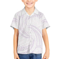 White Sunday Lotu Tamaiti Hawaiian Shirt Polynesian Wave Pastel Mauve - Polynesian Pride