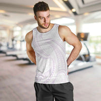 White Sunday Lotu Tamaiti Men Tank Top Polynesian Wave Pastel Mauve - Polynesian Pride