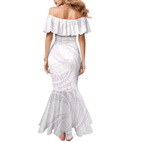 White Sunday Lotu Tamaiti Mermaid Dress Polynesian Wave Pastel Mauve LT9 - Polynesian Pride