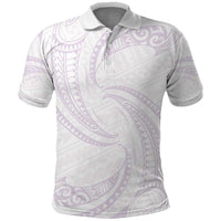 White Sunday Lotu Tamaiti Polo Shirt Polynesian Wave Pastel Mauve LT9 Mauve - Polynesian Pride