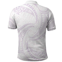 White Sunday Lotu Tamaiti Polo Shirt Polynesian Wave Pastel Mauve LT9 - Polynesian Pride