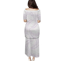 White Sunday Lotu Tamaiti Puletasi Polynesian Wave Pastel Mauve LT9 - Polynesian Pride