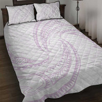 White Sunday Lotu Tamaiti Quilt Bed Set Polynesian Wave Pastel Mauve - Polynesian Pride