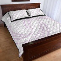 White Sunday Lotu Tamaiti Quilt Bed Set Polynesian Wave Pastel Mauve - Polynesian Pride