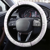 White Sunday Lotu Tamaiti Steering Wheel Cover Polynesian Wave Pastel Mauve - Polynesian Pride