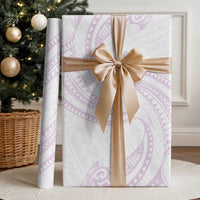 White Sunday Lotu Tamaiti Wrapping Paper Polynesian Wave Pastel Mauve - Polynesian Pride