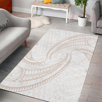 White Sunday Lotu Tamaiti Area Rug Polynesian Wave Pastel Nude - Polynesian Pride