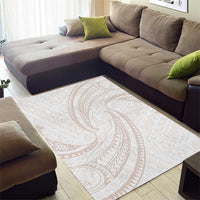 White Sunday Lotu Tamaiti Area Rug Polynesian Wave Pastel Nude - Polynesian Pride