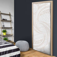 White Sunday Lotu Tamaiti Door Cover Polynesian Wave Pastel Nude - Polynesian Pride