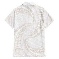 White Sunday Lotu Tamaiti Family Matching Long Sleeve Bodycon Dress and Hawaiian Shirt Polynesian Wave Pastel Nude LT9 - Polynesian Pride