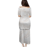 White Sunday Lotu Tamaiti Family Matching Puletasi and Hawaiian Shirt Polynesian Wave Pastel Nude LT9 - Polynesian Pride