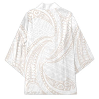 White Sunday Lotu Tamaiti Kimono Polynesian Wave Pastel Nude - Polynesian Pride