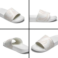 White Sunday Lotu Tamaiti Slide Sandals Polynesian Wave Pastel Nude - Polynesian Pride
