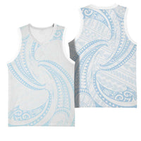 White Sunday Lotu Tamaiti Basketball Jersey Polynesian Wave Pastel Sky Blue - Polynesian Pride