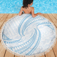 White Sunday Lotu Tamaiti Beach Blanket Polynesian Wave Pastel Sky Blue - Polynesian Pride