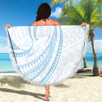 White Sunday Lotu Tamaiti Beach Blanket Polynesian Wave Pastel Sky Blue - Polynesian Pride